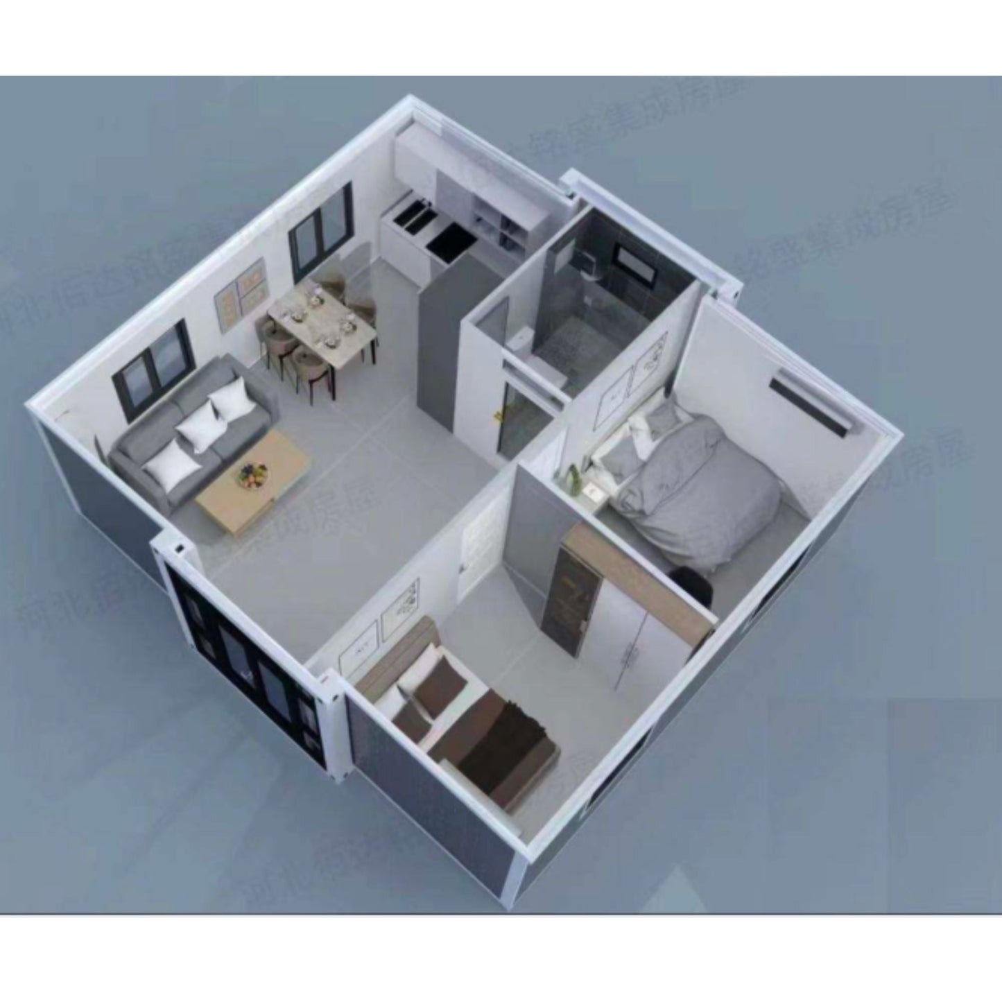 3. Two bedroom Granny flat Portable prefabricate Tiny Home , One and Two bedroom house .